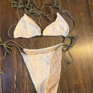 Free People Cream and Olive Bikini